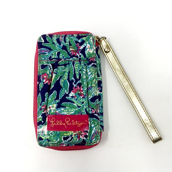 Lilly Pulitzer Trunk Show Bright Navy Carded ID SmartPhone Preppy Wristlet - Picture 1 of 6